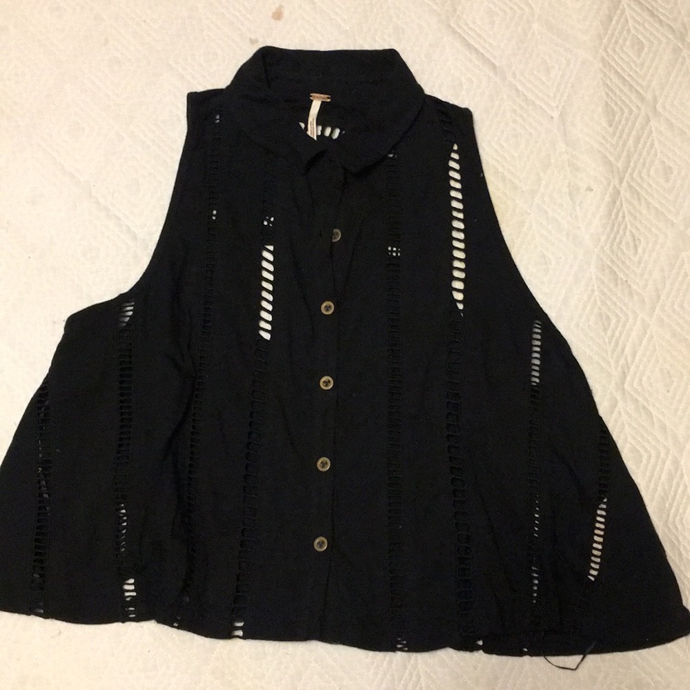 Free People Cut-Out Collared Crop Tank